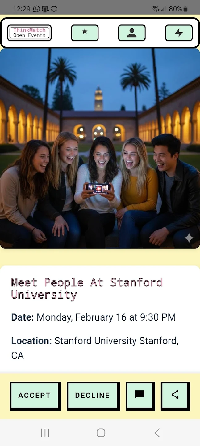 People meeting in person after getting matched in ThinkMatch